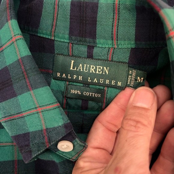 Ralph Lauren Plaid Button Down Long Sleeve Cotton Double L Crest Shirt Medium - Picture 13 of 13